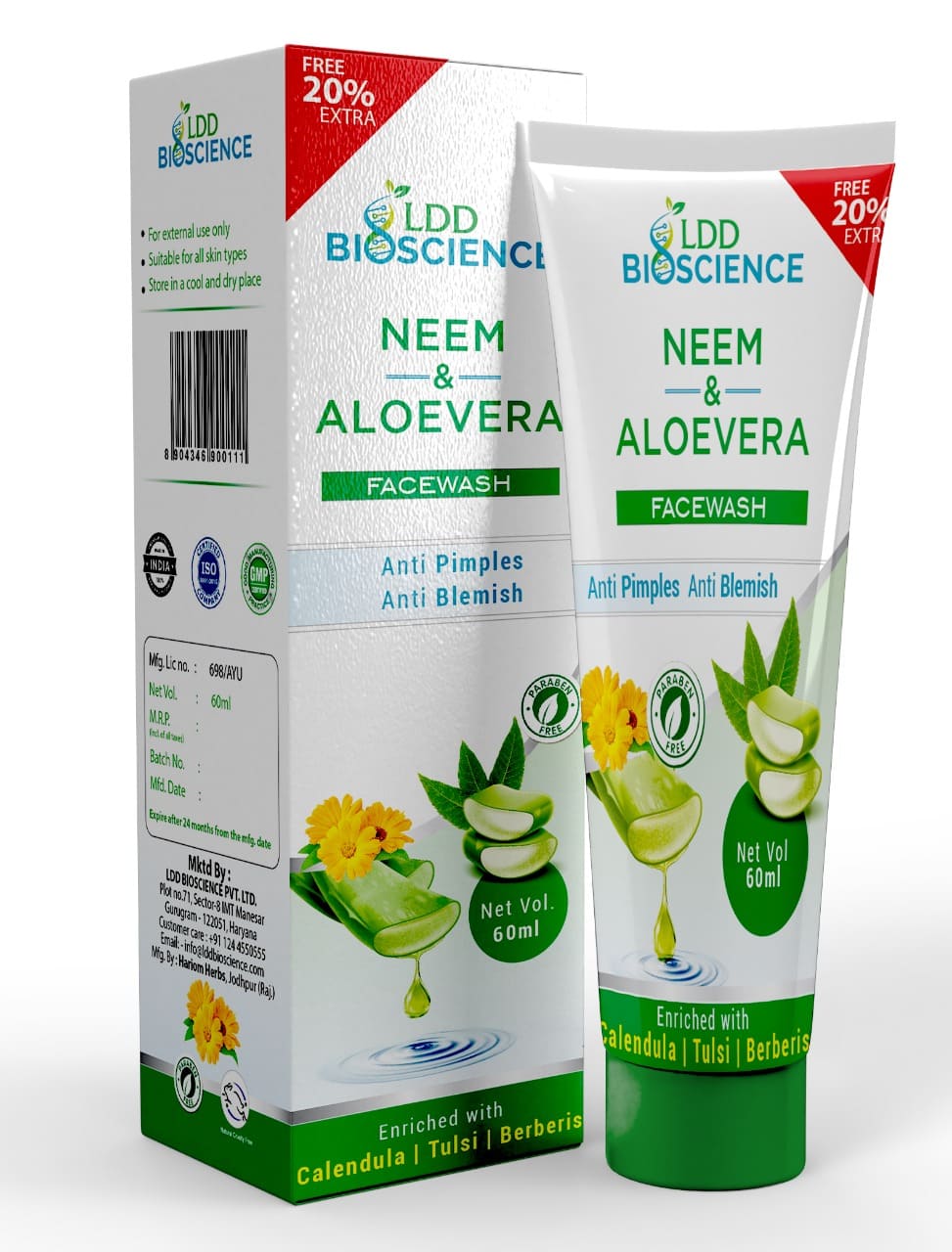 Neem and Aloevera Facewash 60 ml.