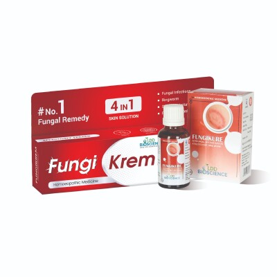 LDD Bioscience Fungikure Drop + Fungikrem Ointment  Combo.(30ml+25g) Your Homeopathic Solution for Fungal Skin Infection